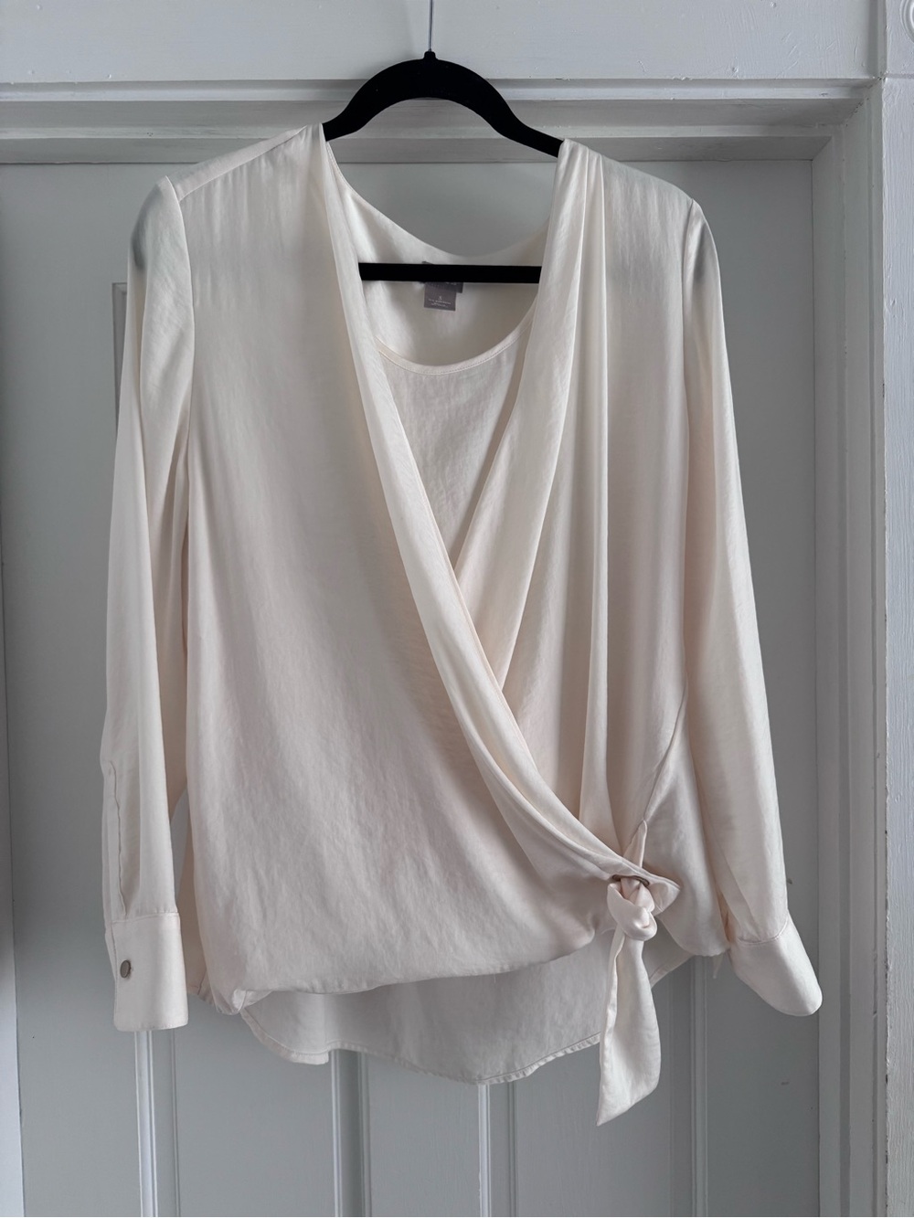 Chico's Wrap-Style Side-Tie Cream Blouse